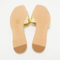 Pre Owned Louis Vuitton Gold Leather Revival Flat Sandals Size 39