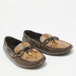Pre Owned Louis Vuitton Brown Canvas Gloria Loafers Size 38