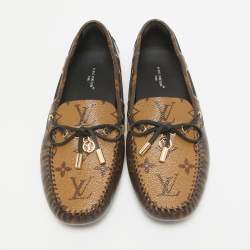 Pre Owned Louis Vuitton Brown Canvas Gloria Loafers Size 38