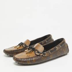 Pre Owned Louis Vuitton Brown Canvas Gloria Loafers Size 38