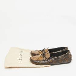 Pre Owned Louis Vuitton Brown Canvas Gloria Loafers Size 38