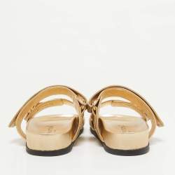 Louis Vuitton Gold Monogram Embossed Leather Bom Dia Slides Size 37