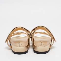 Pre Owned Louis Vuitton Gold Leather Bom Dia Comfort Flat Sandals Size 37.5