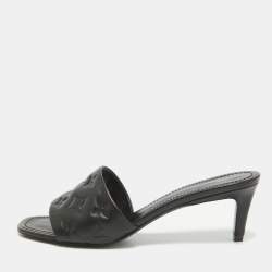 Louis Vuitton Black Leather Revival Slide Sandals Size 39.5