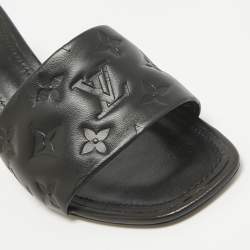 Louis Vuitton Black Leather Revival Slide Sandals Size 39.5