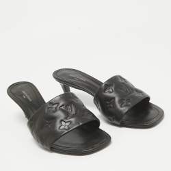 Louis Vuitton Black Leather Revival Slide Sandals Size 39.5