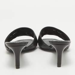 Louis Vuitton Black Leather Revival Slide Sandals Size 39.5