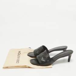 Louis Vuitton Black Leather Revival Slide Sandals Size 39.5
