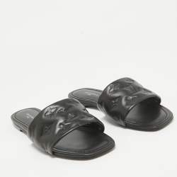 Pre Owned Louis Vuitton Black Leather Revival Flat Sandals Size 38