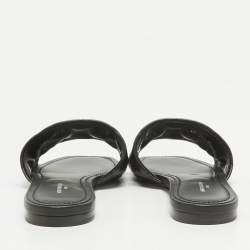 Pre Owned Louis Vuitton Black Leather Revival Flat Sandals Size 38