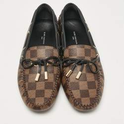 Louis Vuitton Brown/Black Damier Ebene Canvas and Leather Gloria Loafers Size 37.5