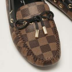 Louis Vuitton Brown/Black Damier Ebene Canvas and Leather Gloria Loafers Size 37.5