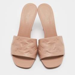 Pre Owned Louis Vuitton Beige Leather Revival Slide Sandals Size 39