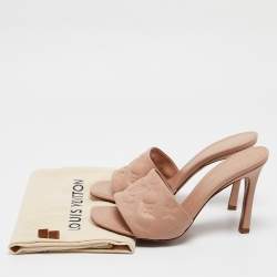 Pre Owned Louis Vuitton Beige Leather Revival Slide Sandals Size 39