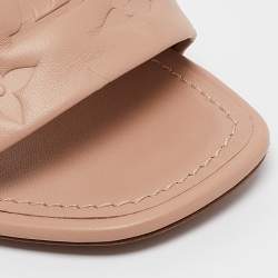 Pre Owned Louis Vuitton Beige Leather Revival Slide Sandals Size 39