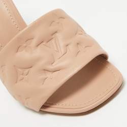 Louis Vuitton Pink Leather Revival Slide Sandals Size 38