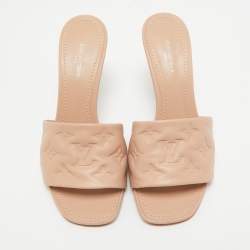 Louis Vuitton Pink Leather Revival Slide Sandals Size 38