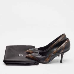 Pre Owned Louis Vuitton Black/Brown Leather and Monogram Canvas Archlight Pumps Size 38.5