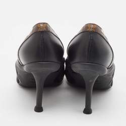 Pre Owned Louis Vuitton Black/Brown Leather and Monogram Canvas Archlight Pumps Size 38.5