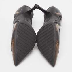 Pre Owned Louis Vuitton Black/Brown Leather and Monogram Canvas Archlight Pumps Size 38.5
