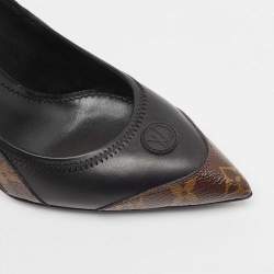 Pre Owned Louis Vuitton Black/Brown Leather and Monogram Canvas Archlight Pumps Size 38.5