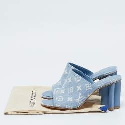 Louis Vuitton Blue Monogram Denim Mules Size 39