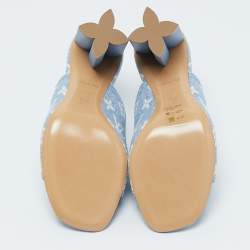 Louis Vuitton Blue Monogram Denim Mules Size 39