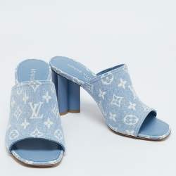 Louis Vuitton Blue Monogram Denim Mules Size 39