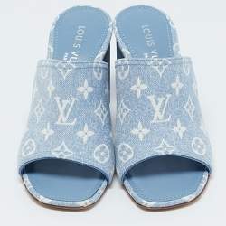 Louis Vuitton Blue Monogram Denim Mules Size 39