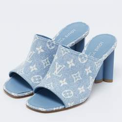 Louis Vuitton Blue Monogram Denim Mules Size 39