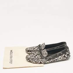 مملوكة مسبقًا Louis Vuitton Black/White Printed Canvas and Leather Gloria Loafers Size 37.5