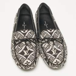 مملوكة مسبقًا Louis Vuitton Black/White Printed Canvas and Leather Gloria Loafers Size 37.5