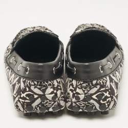 مملوكة مسبقًا Louis Vuitton Black/White Printed Canvas and Leather Gloria Loafers Size 37.5