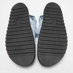 Pre Owned Louis Vuitton Blue Monogram Denim Paseo Flat Sandals Size 37