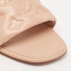 Pre Owned Louis Vuitton Beige Leather Revival Flat Sandals Size 39