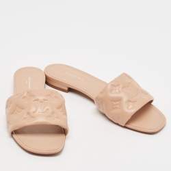 Pre Owned Louis Vuitton Beige Leather Revival Flat Sandals Size 39