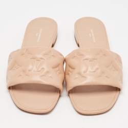 Pre Owned Louis Vuitton Beige Leather Revival Flat Sandals Size 39