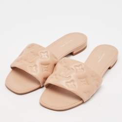 Pre Owned Louis Vuitton Beige Leather Revival Flat Sandals Size 39
