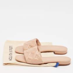 Pre Owned Louis Vuitton Beige Leather Revival Flat Sandals Size 39