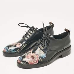 Pre Owned Louis Vuitton Black Patent Leather Oxfords Size 37.5