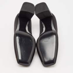 Pre Owned Louis Vuitton Black Satin Madeleine Block Heel Pumps Size 38