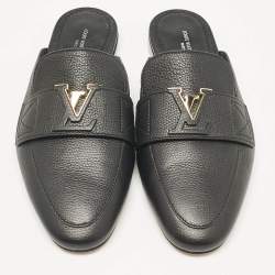 Louis Vuitton Black Leather LV Capri Open Loafer Mules Size 37