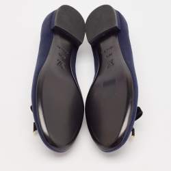 Louis Vuitton Blue Satin Cherie Smoking Slippers Size 39.5