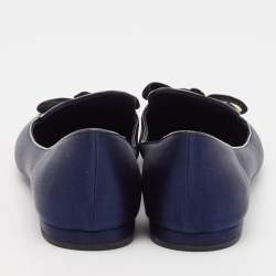 Louis Vuitton Blue Satin Cherie Smoking Slippers Size 39.5