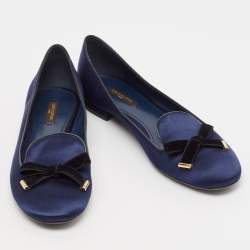 Louis Vuitton Blue Satin Cherie Smoking Slippers Size 39.5