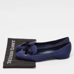 Louis Vuitton Blue Satin Cherie Smoking Slippers Size 39.5