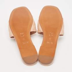 Louis Vuitton Light Pink Monogram Embossed Leather Revival Flat Slides Size 38