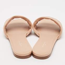 Louis Vuitton Light Pink Monogram Embossed Leather Revival Flat Slides Size 38
