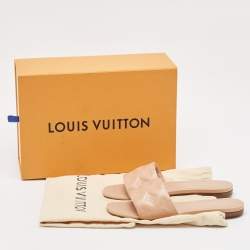 Louis Vuitton Light Pink Monogram Embossed Leather Revival Flat Slides Size 38