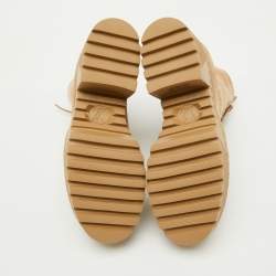 Pre Owned Louis Vuitton Beige Monogram Wool and Suede Laureate Platform Desert Boots Size 39